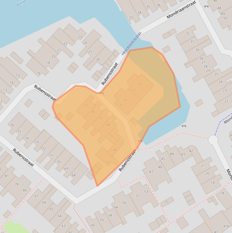 Kaart van postcodegebied 9718MC.