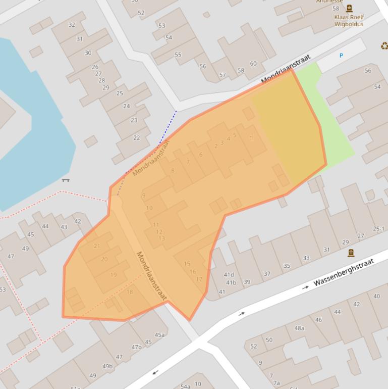 Kaart van postcodegebied 9718MH.