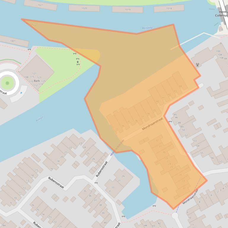 Kaart van postcodegebied 9718MJ.