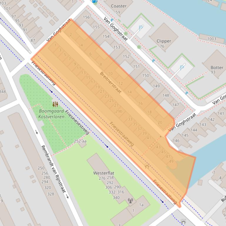 Kaart van postcodegebied 9718ML.