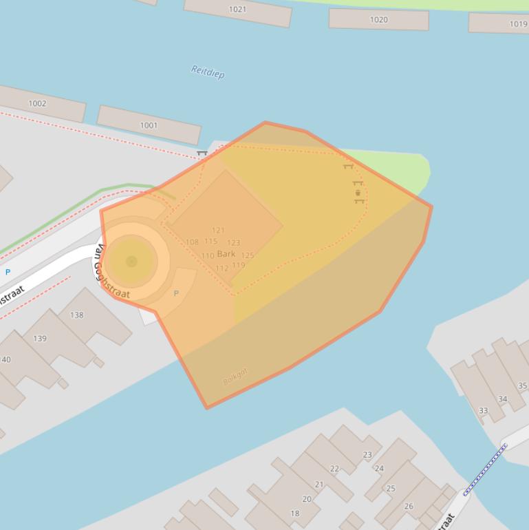 Kaart van postcodegebied 9718MX.