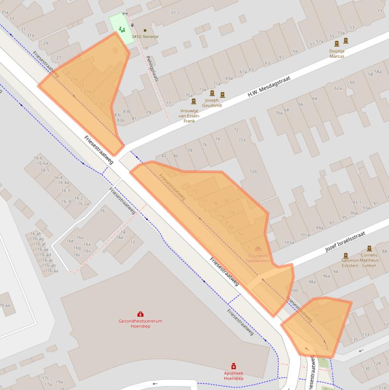 Kaart van postcodegebied 9718NA.