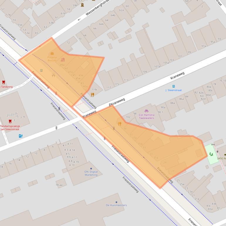Kaart van postcodegebied 9718NB.