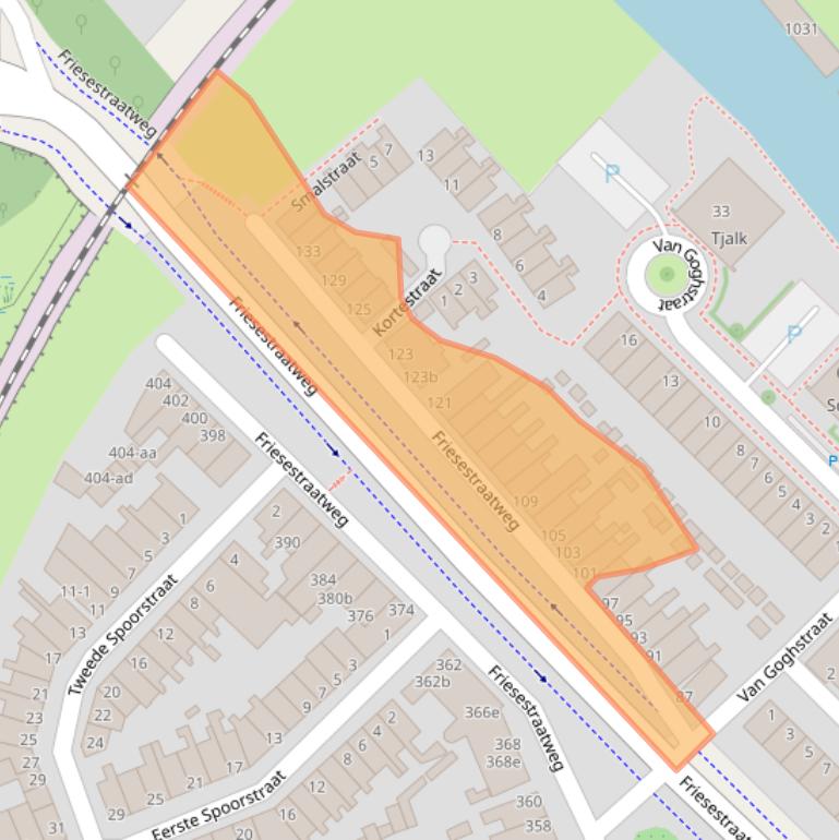 Kaart van postcodegebied 9718NE.