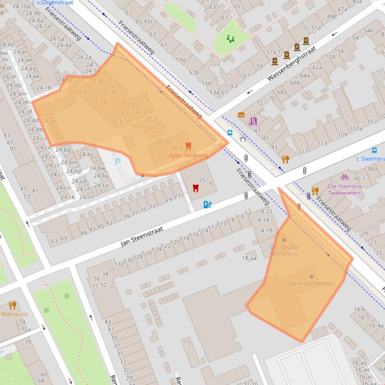 Kaart van postcodegebied 9718NH.