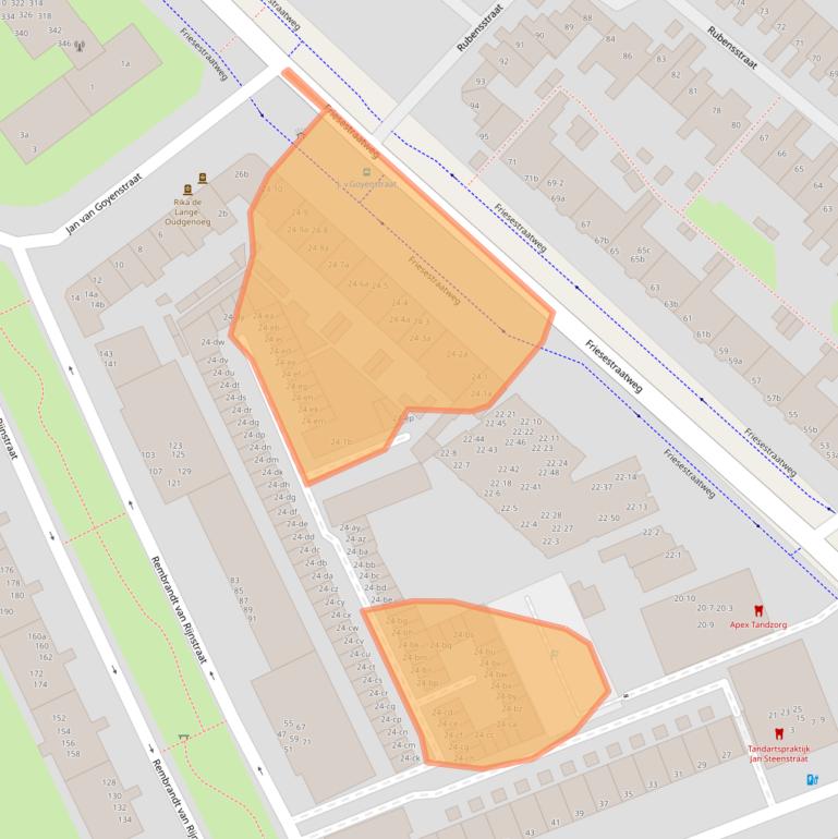 Kaart van postcodegebied 9718NJ.