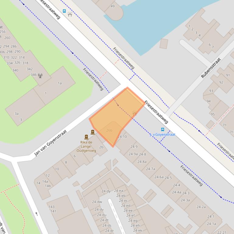 Kaart van postcodegebied 9718NK.