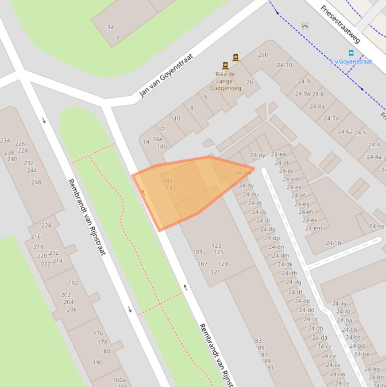 Kaart van postcodegebied 9718PL.