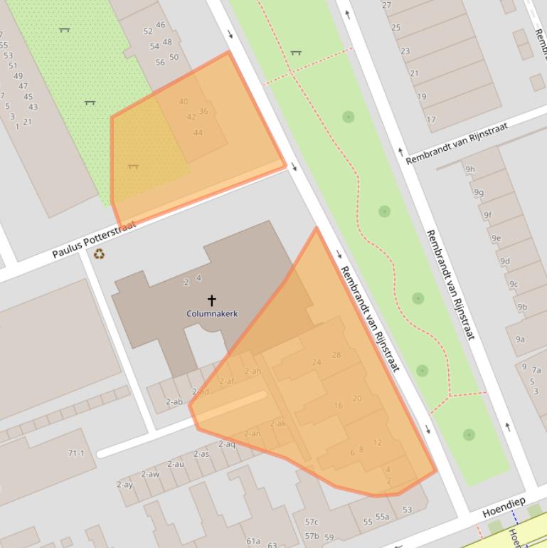 Kaart van postcodegebied 9718PN.