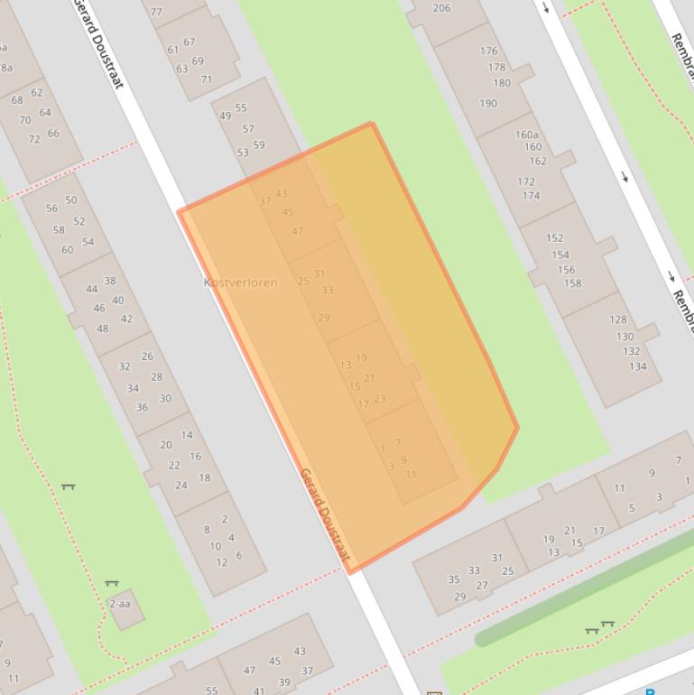 Kaart van postcodegebied 9718RE.