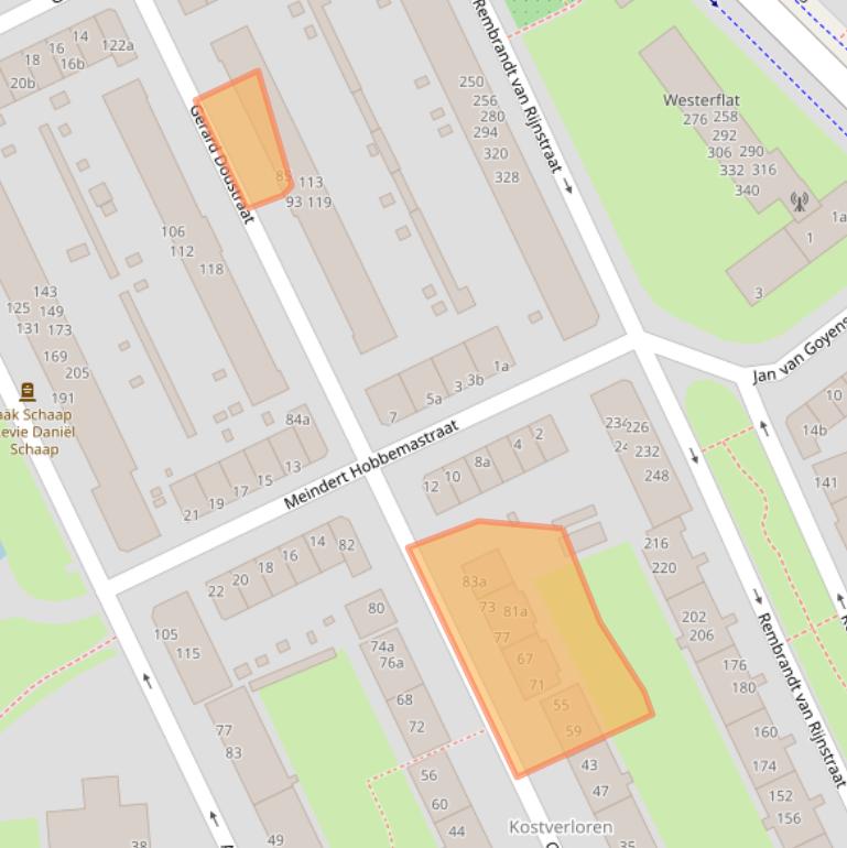 Kaart van postcodegebied 9718RG.