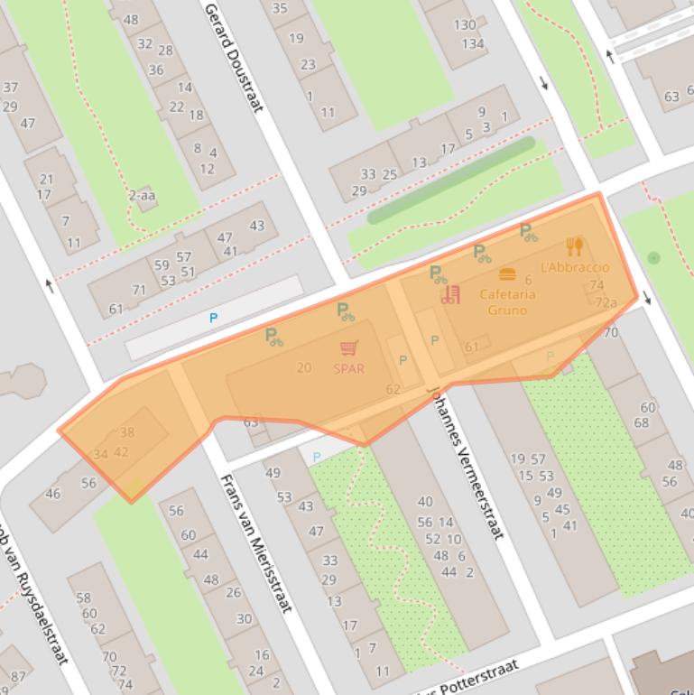 Kaart van postcodegebied 9718SG.