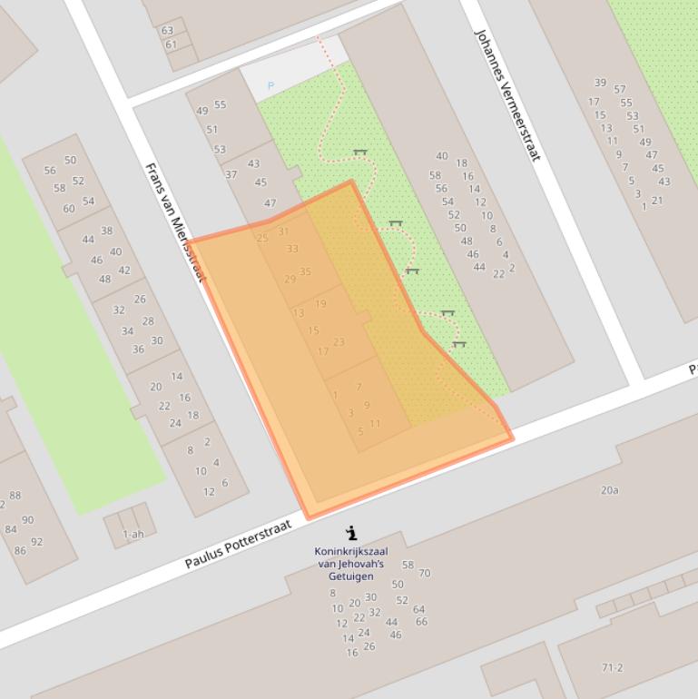 Kaart van postcodegebied 9718SP.