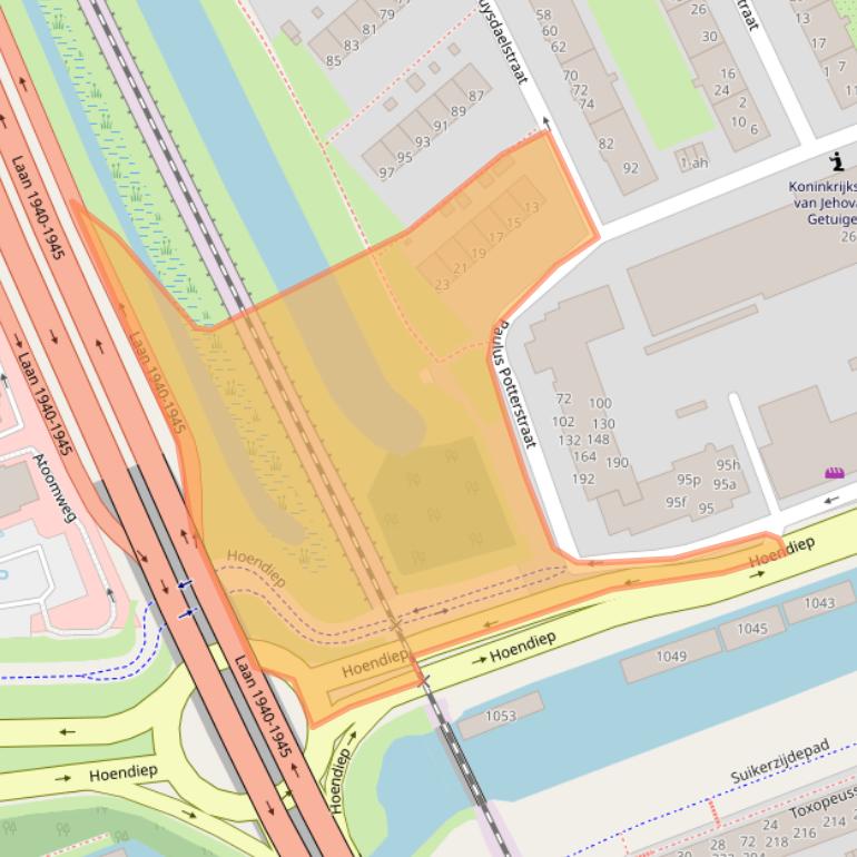 Kaart van postcodegebied 9718TH.