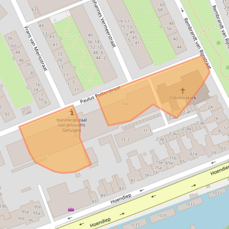 Kaart van postcodegebied 9718TJ.