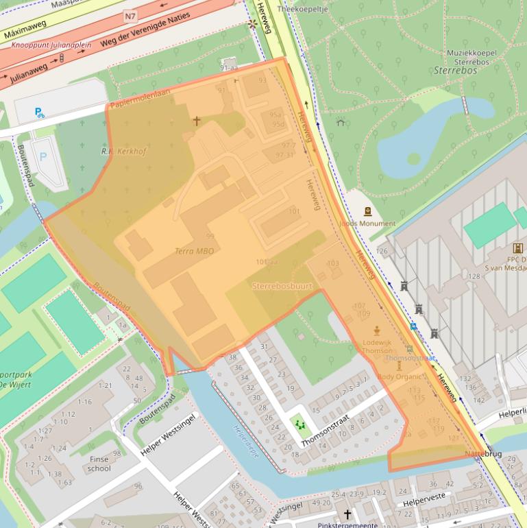 Kaart van postcodegebied 9721AA.