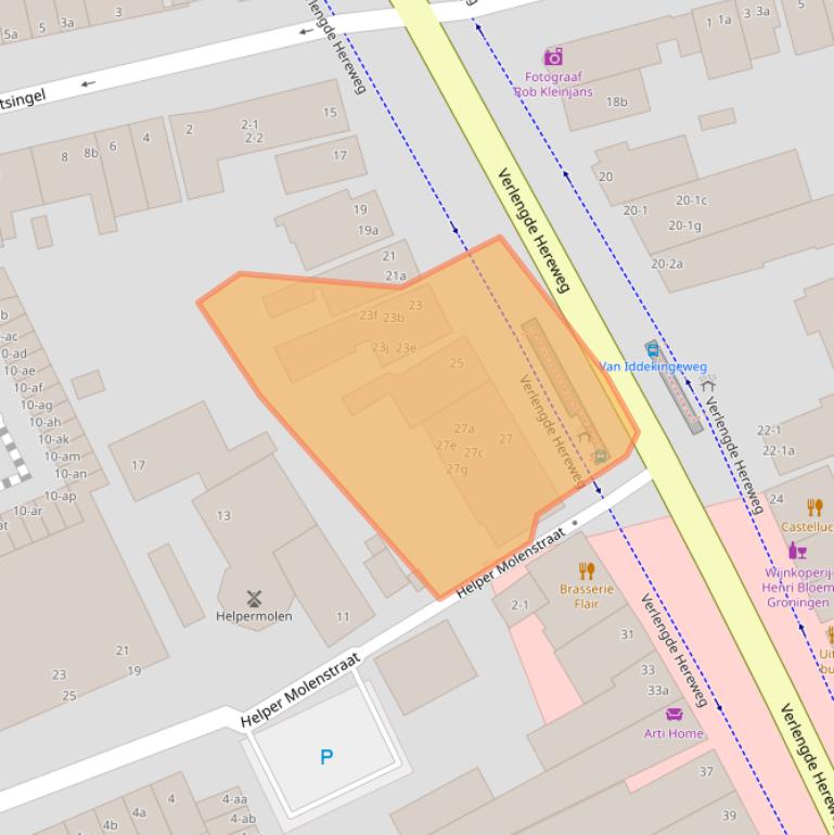 Kaart van postcodegebied 9721AC.
