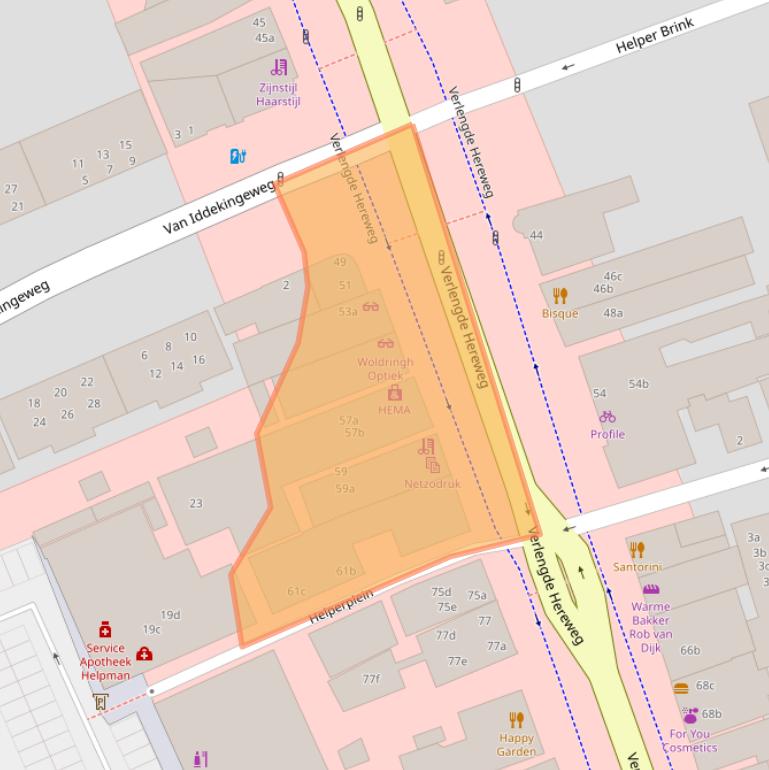 Kaart van postcodegebied 9721AG.