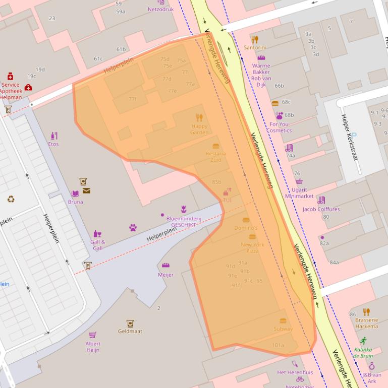 Kaart van postcodegebied 9721AH.