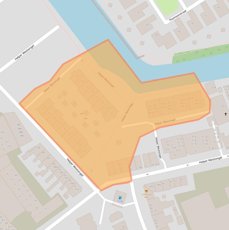 Kaart van postcodegebied 9721BC.