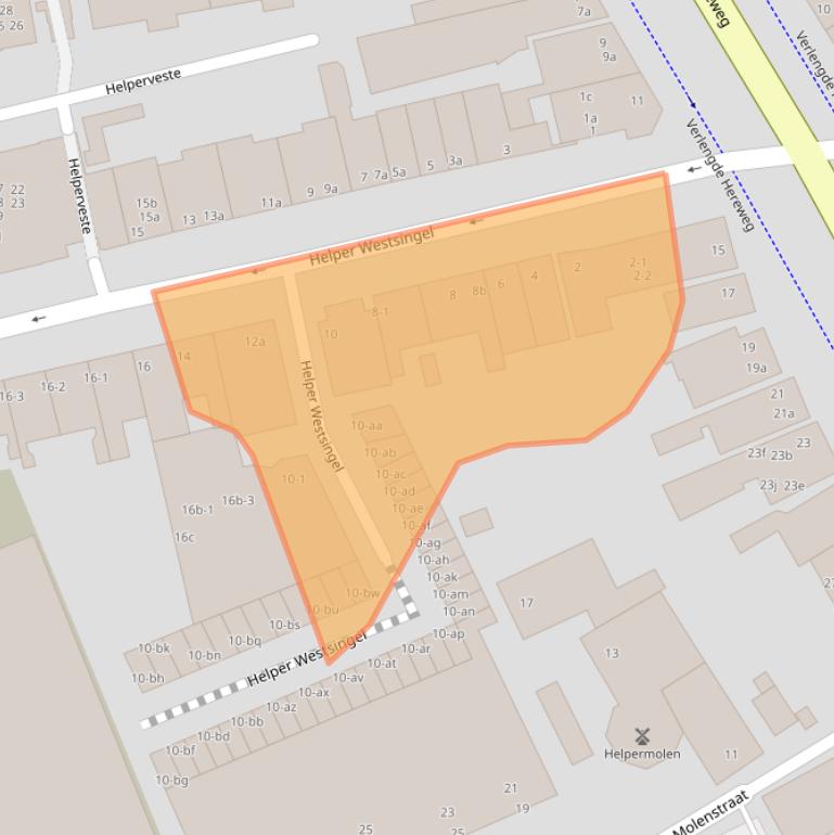 Kaart van postcodegebied 9721BD.