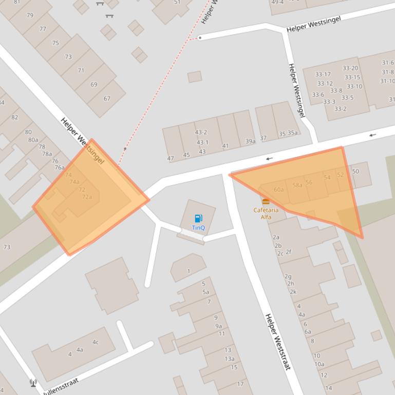 Kaart van postcodegebied 9721BG.