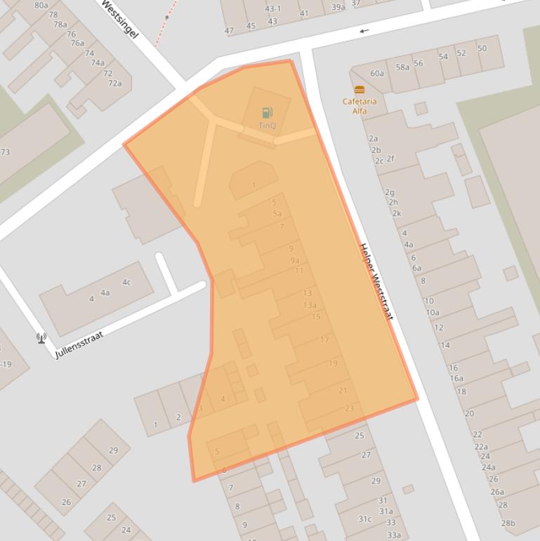 Kaart van postcodegebied 9721BL.