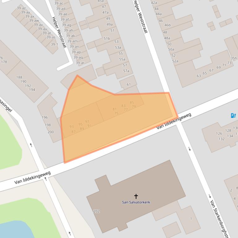 Kaart van postcodegebied 9721CC.