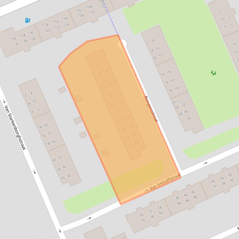 Kaart van postcodegebied 9721CS.