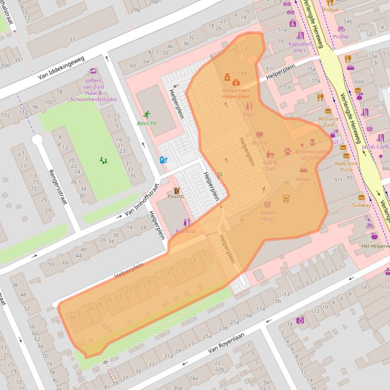 Kaart van postcodegebied 9721CX.