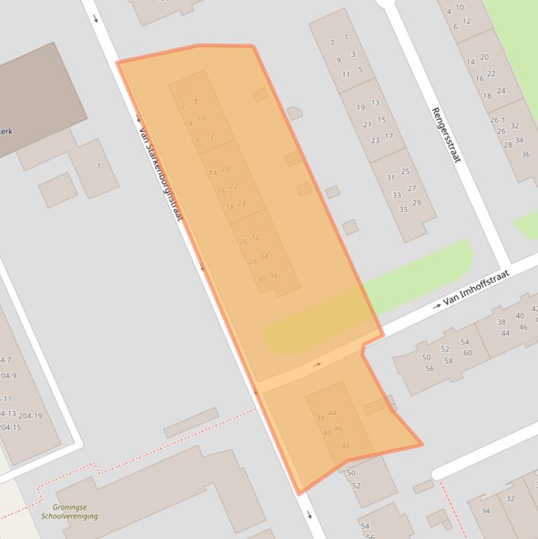 Kaart van postcodegebied 9721ED.