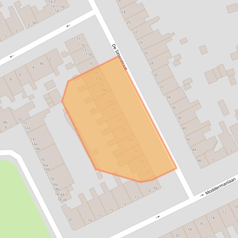 Kaart van postcodegebied 9721EV.