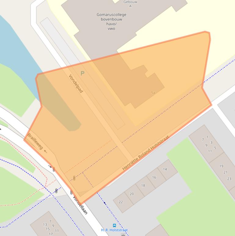 Kaart van postcodegebied 9721GS.