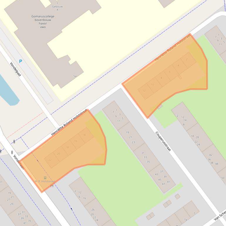 Kaart van postcodegebied 9721GT.