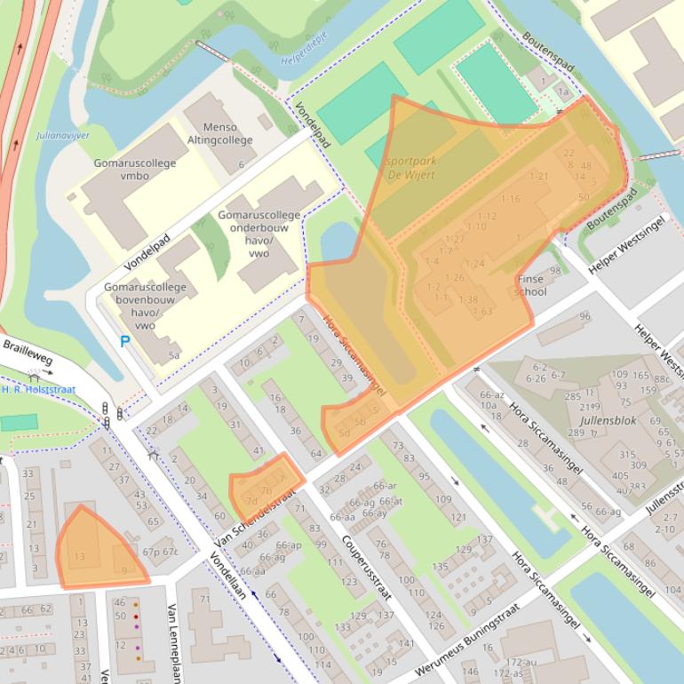 Kaart van postcodegebied 9721GV.