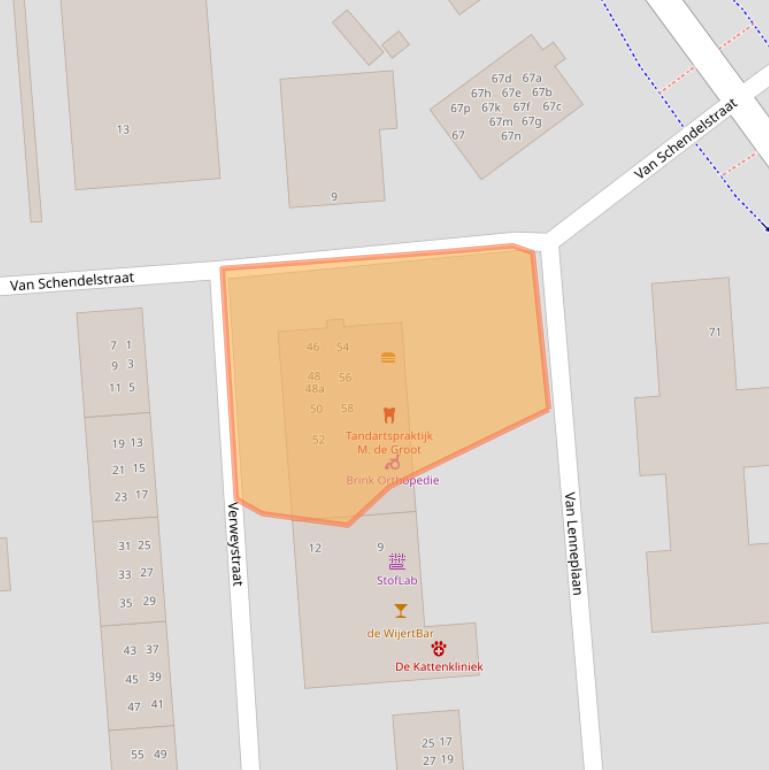 Kaart van postcodegebied 9721GX.