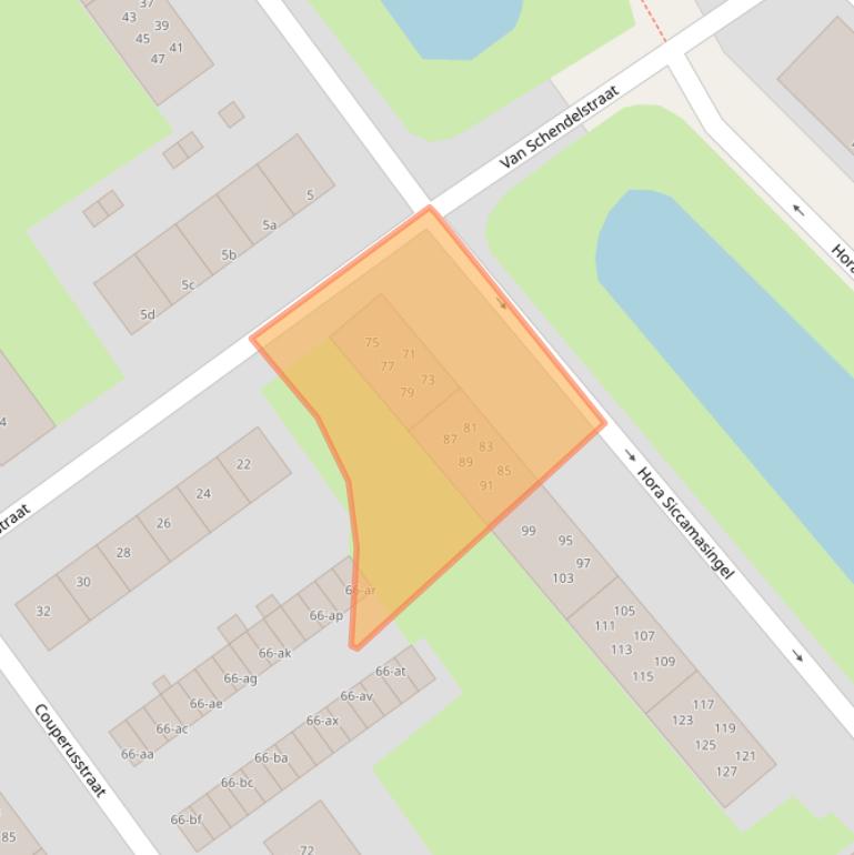 Kaart van postcodegebied 9721HB.