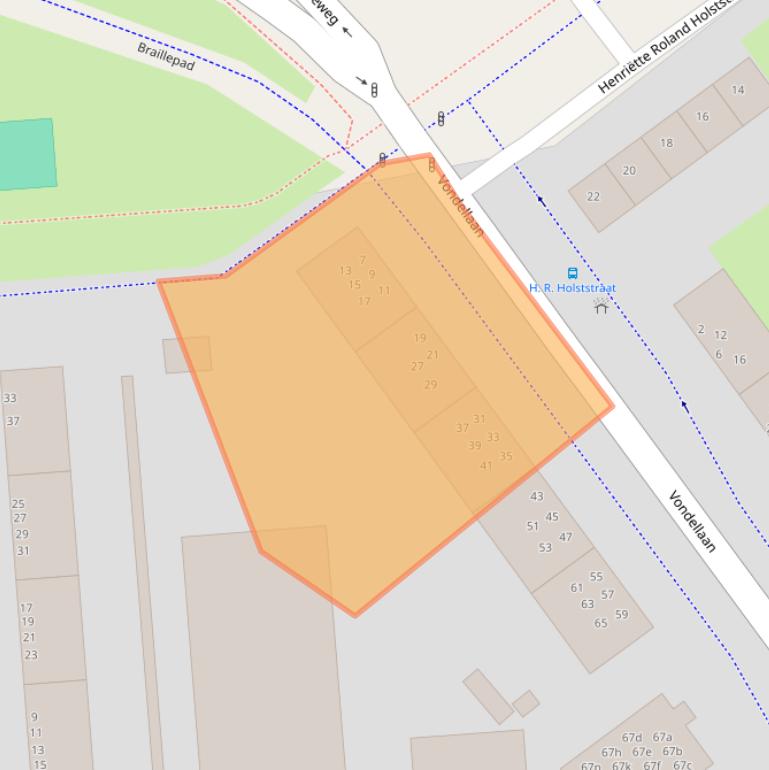 Kaart van postcodegebied 9721LA.