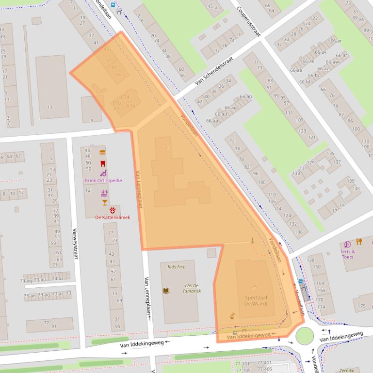 Kaart van postcodegebied 9721LB.