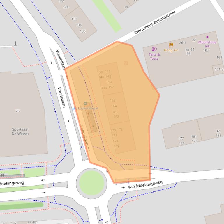 Kaart van postcodegebied 9721LJ.