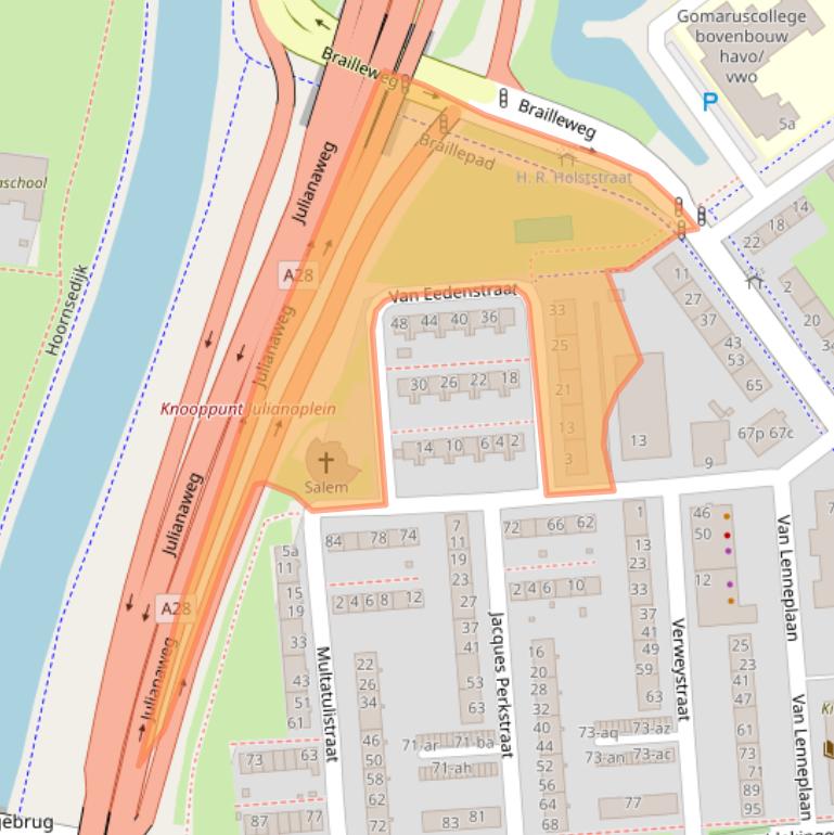 Kaart van postcodegebied 9721LS.