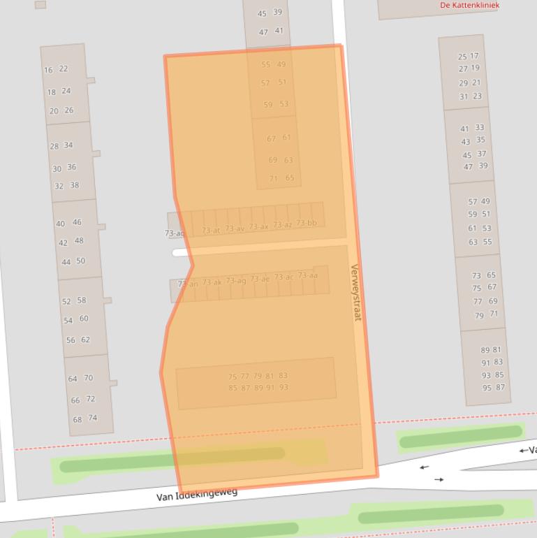 Kaart van postcodegebied 9721LW.