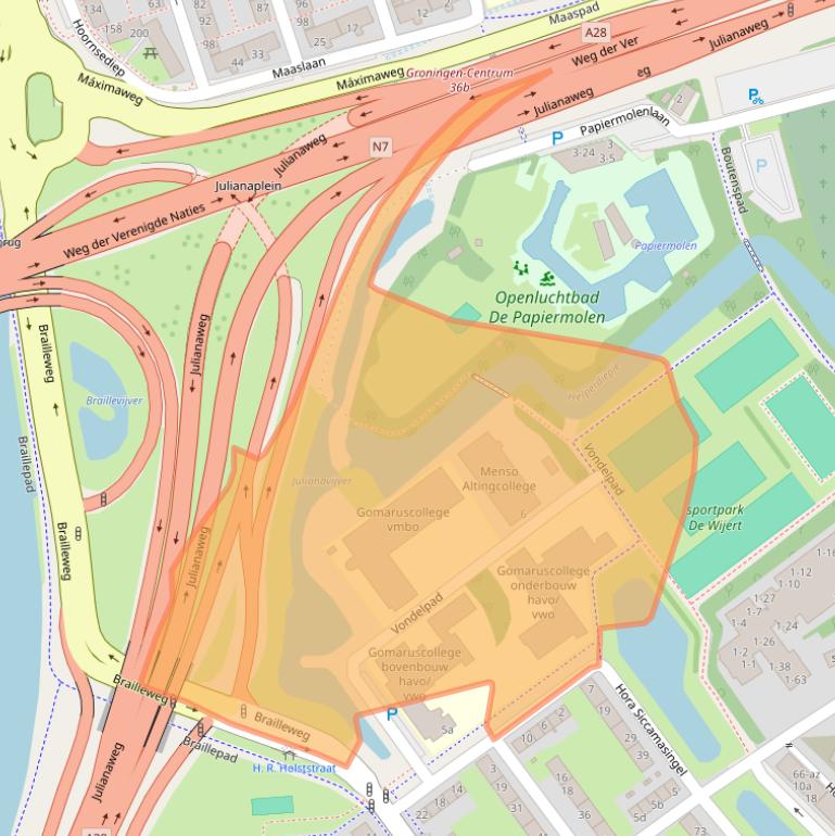 Kaart van postcodegebied 9721LX.