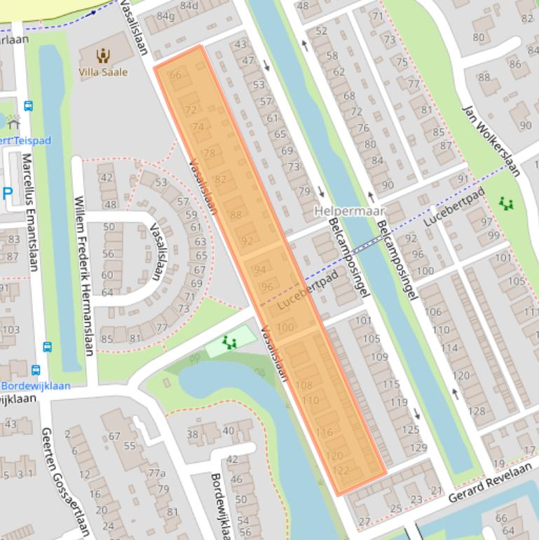 Kaart van postcodegebied 9721MC.