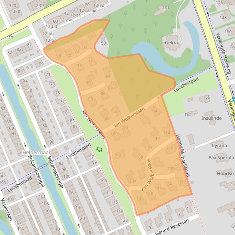 Kaart van postcodegebied 9721MN.