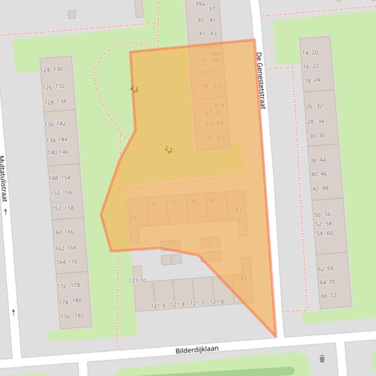Kaart van postcodegebied 9721NV.