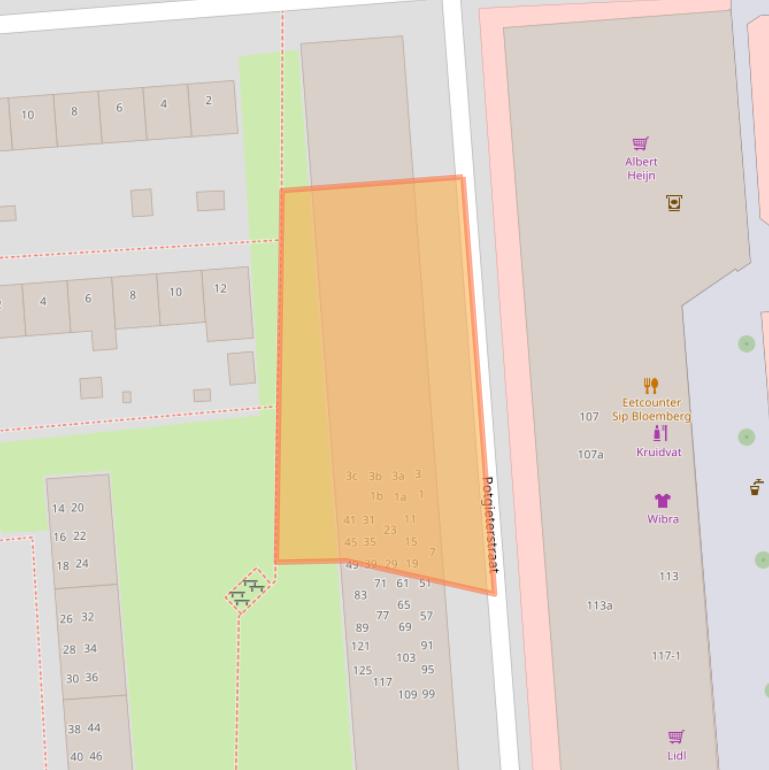Kaart van postcodegebied 9721PA.