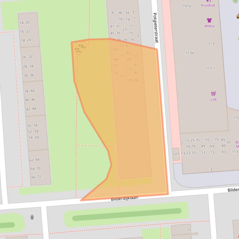 Kaart van postcodegebied 9721PB.