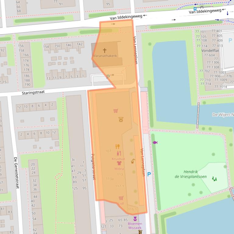 Kaart van postcodegebied 9721PE.