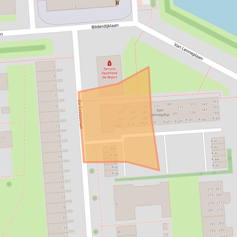 Kaart van postcodegebied 9721PJ.